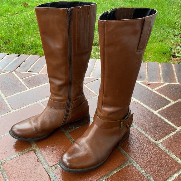 Clarks Plaza Steer Leather Riding Boots 